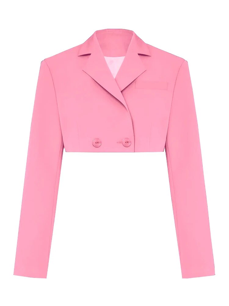 Double Button Style Super Crop Blazer Jackets Suits