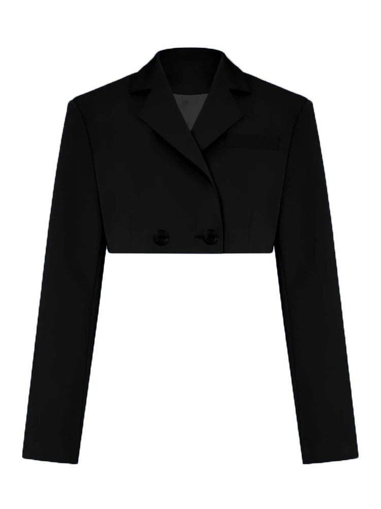 Double Button Style Super Crop Blazer Jackets Suits