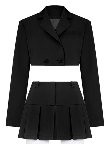 Double Button Style Super Crop Blazer Jackets Suits