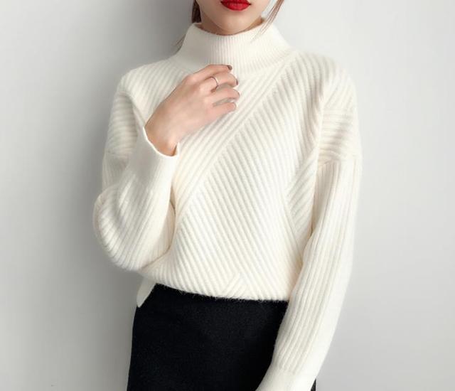 Regular Style Black White Turtleneck Winter Sweaters