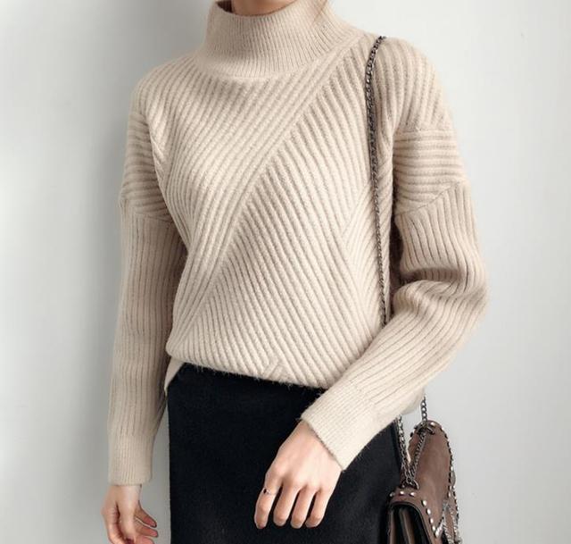 Regular Style Black White Turtleneck Winter Sweaters