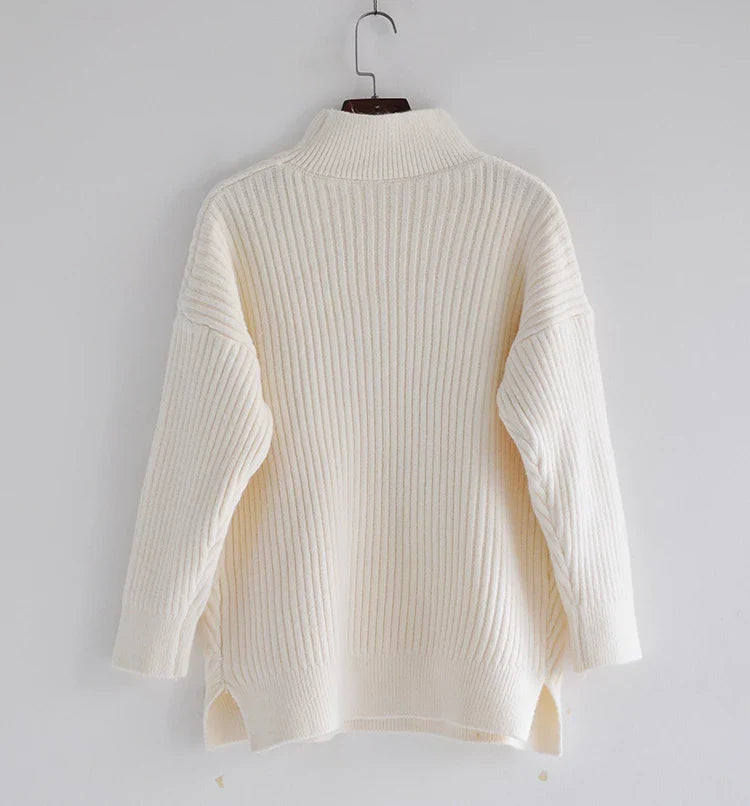 Regular Style Black White Turtleneck Winter Sweaters