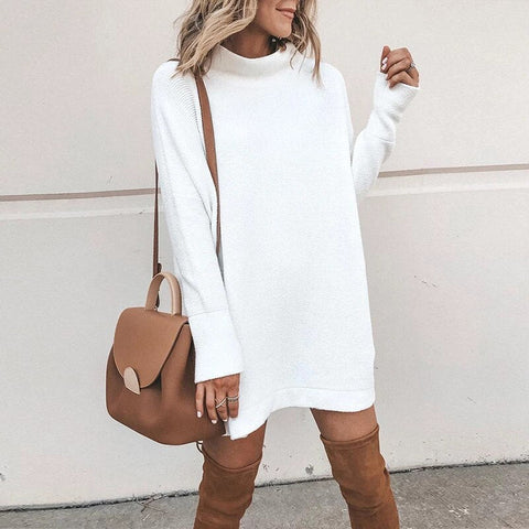 Simple Solid Turtleneck Oversized Sweaters