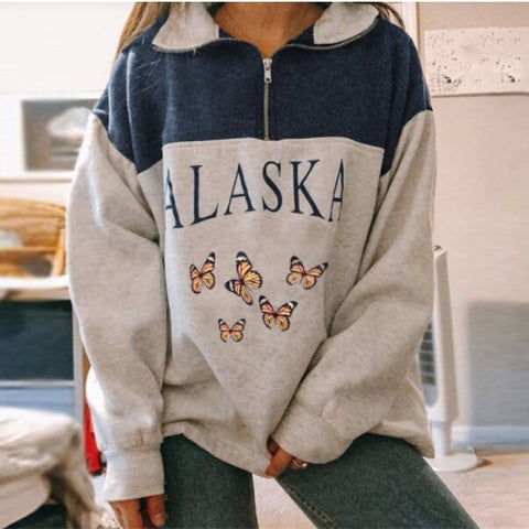 Zipper Neck Design Alaska Sweatshirts