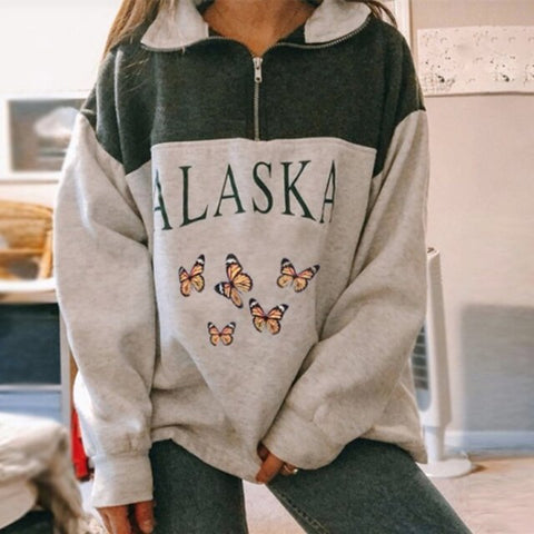 Zipper Neck Design Alaska Sweatshirts