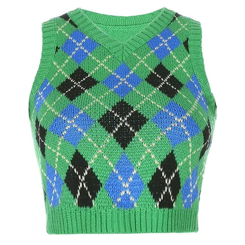 Geometric Pattern Sleeveless Vest For Autumn Winter