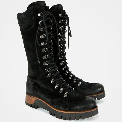 Modern Style Long Cross Lace Up Warm Winter Boots