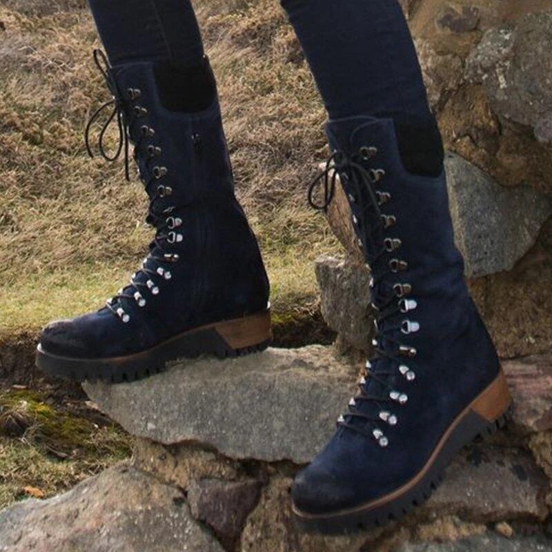 Modern Style Long Cross Lace Up Warm Winter Boots