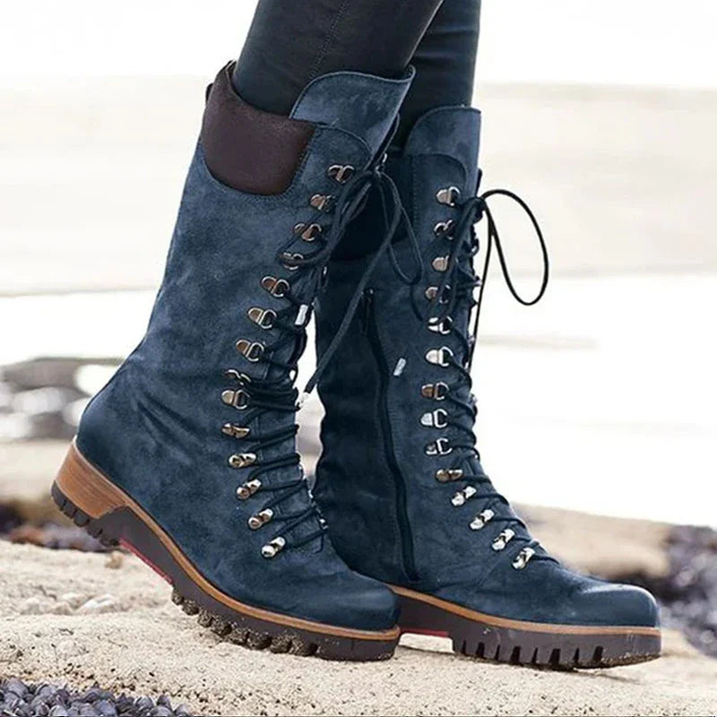 Modern Style Long Cross Lace Up Warm Winter Boots