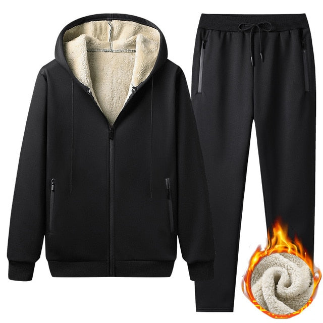 Lamm Kaschmir Hoodie + Hose Warme Trainingsanzug Sets Für Männer Frauen