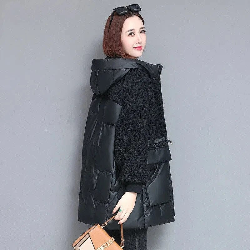 Warm Faux Lamb Wool Hooded Jacket: Stylish Winter Parka