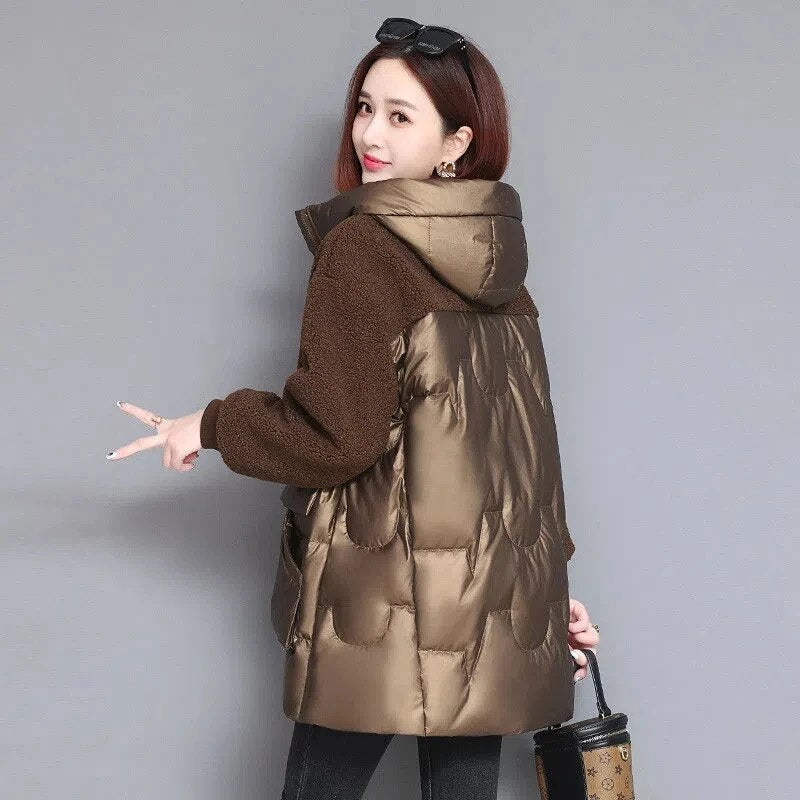 Warm Faux Lamb Wool Hooded Jacket: Stylish Winter Parka