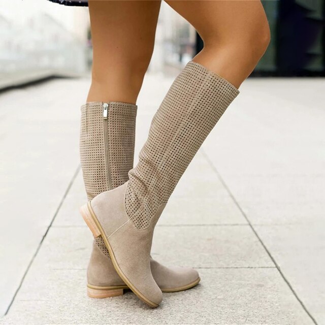 Long Knee High Suede Designer Zipper Winter Boots