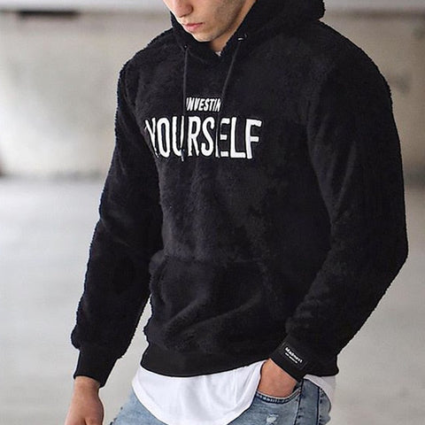 Mens Investin Yourself Print Fleece Soft Hoodies