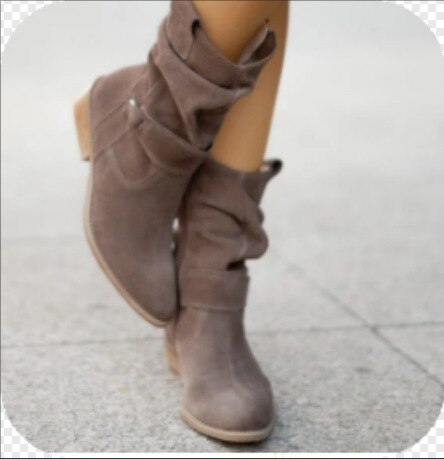 Elegant Faux Suede Low Heel Winter Ankle Boots