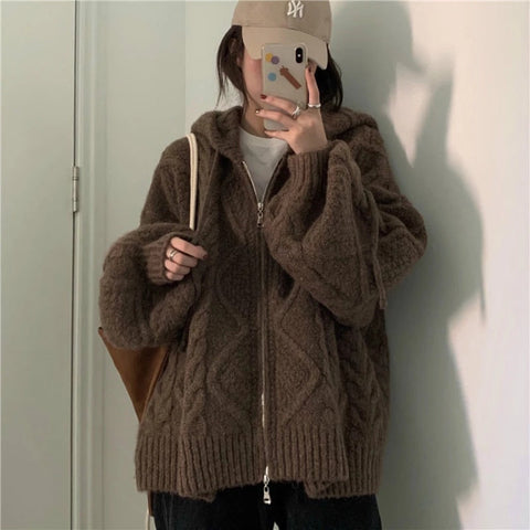 Autumn Winter Oversize Knitted Casual Cardigan