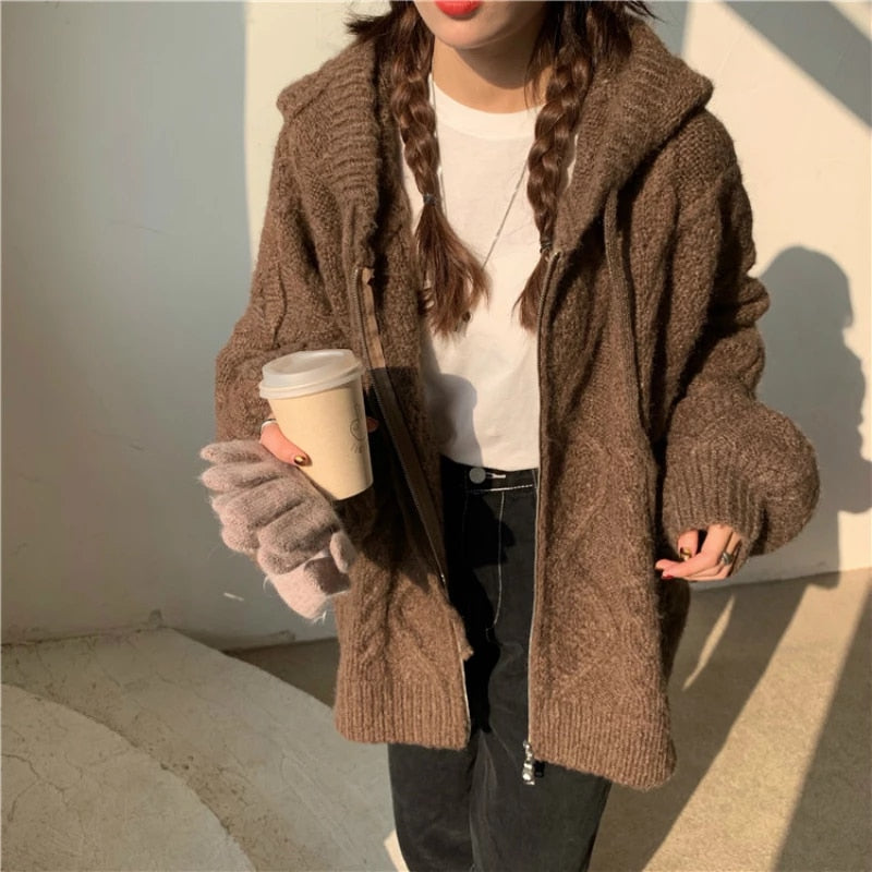 Autumn Winter Oversize Knitted Casual Cardigan