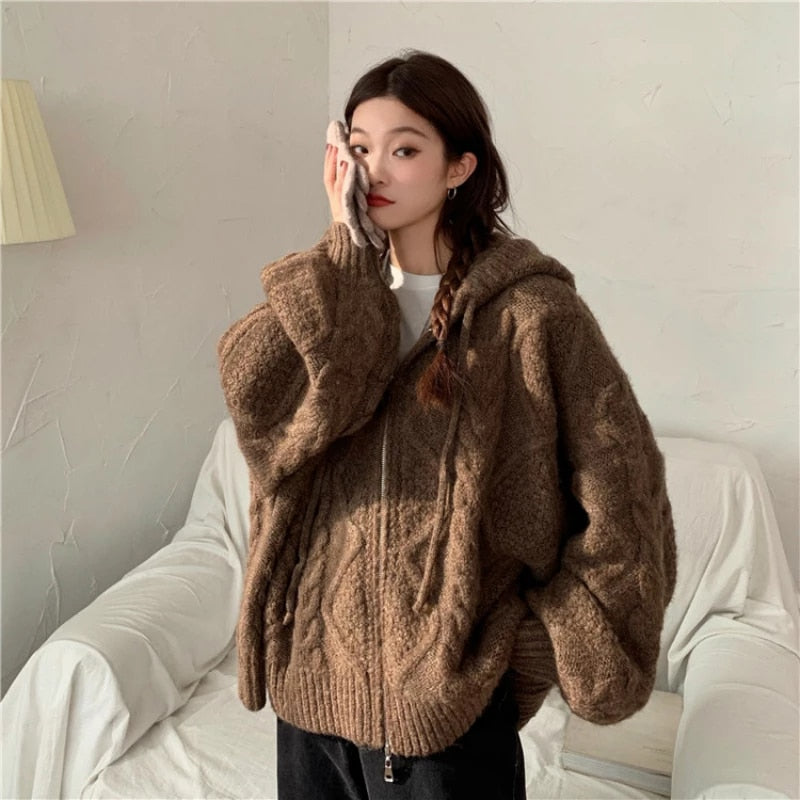 Autumn Winter Oversize Knitted Casual Cardigan