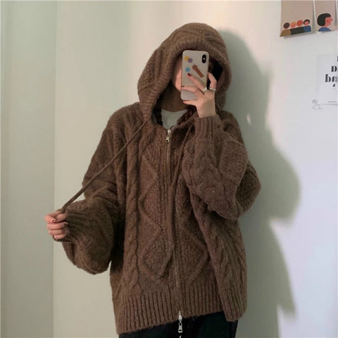 Autumn Winter Oversize Knitted Casual Cardigan