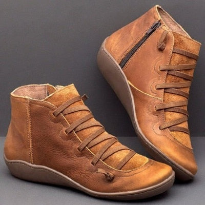 Cross Lace Up Chic Ankle Boots