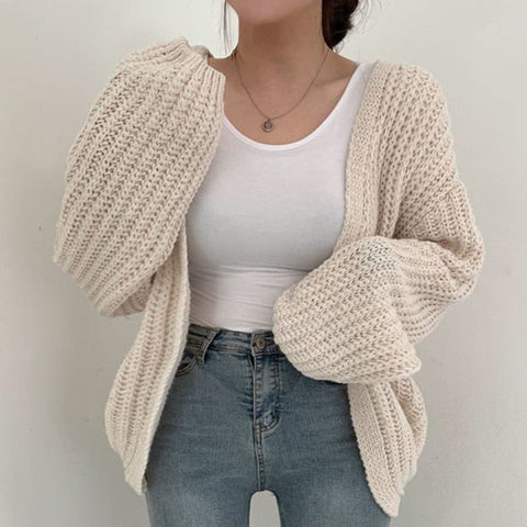 Loose Style Lantern Sleeve Oversized Cardigan Sweaters
