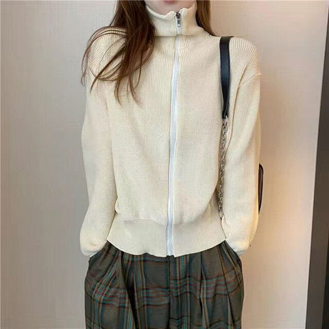 Pretty Warm Simple Zipper Winter Cardigan Sweater