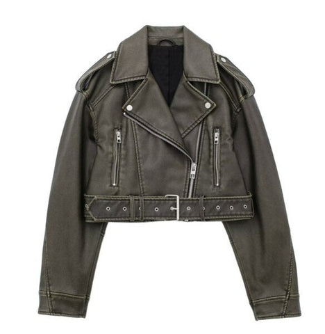 Turn Down Collar Gradient Leather Jackets