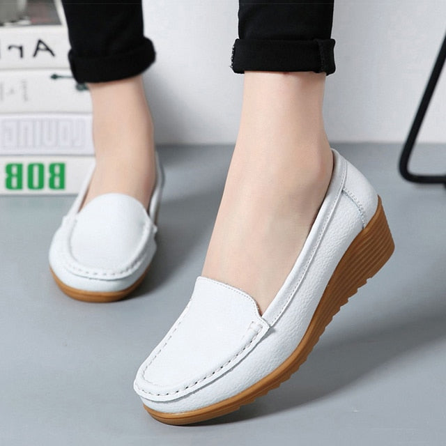 Flat Sole Simple Genuine Leather Casual Shoes