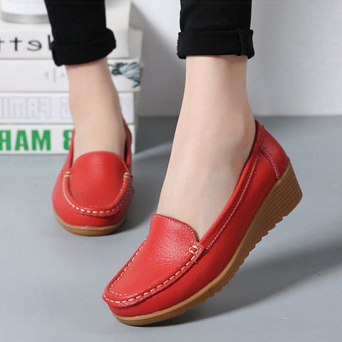 Flat Sole Simple Genuine Leather Casual Shoes