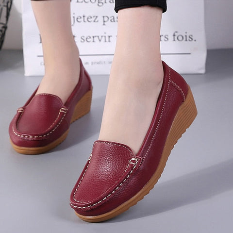 Flat Sole Simple Genuine Leather Casual Shoes