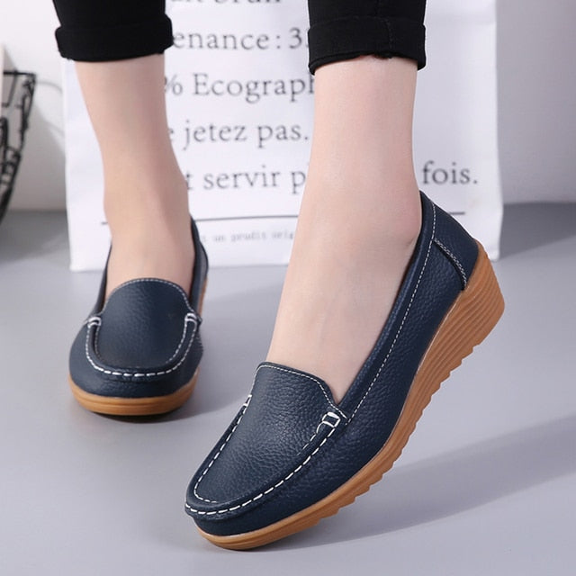 Flat Sole Simple Genuine Leather Casual Shoes