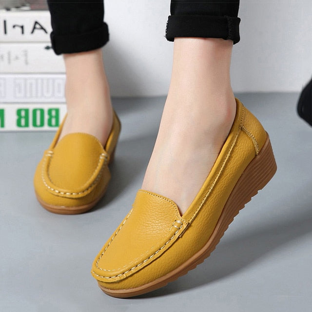 Flat Sole Simple Genuine Leather Casual Shoes