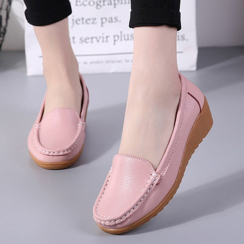 Flat Sole Simple Genuine Leather Casual Shoes