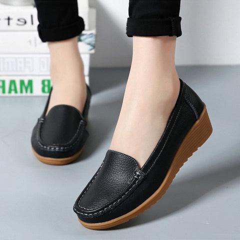 Flat Sole Simple Genuine Leather Casual Shoes