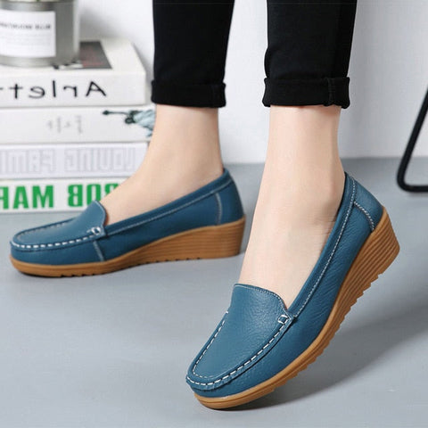 Flat Sole Simple Genuine Leather Casual Shoes