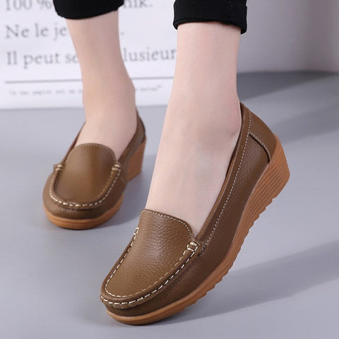 Flat Sole Simple Genuine Leather Casual Shoes