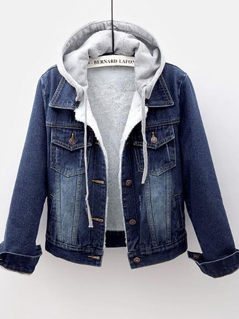 Warm Hooded Soft Inside Outwear Denim Jackets