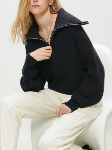 Oversize Zipper Knitted Loose Sweater