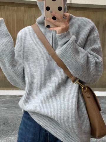 Oversize Zipper Knitted Loose Sweater