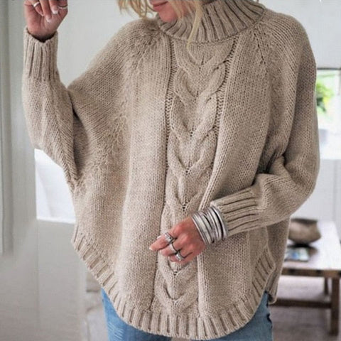 Loose Fit Plus Size Turtleneck Knit Sweater