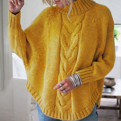 Loose Fit Plus Size Turtleneck Knit Sweater