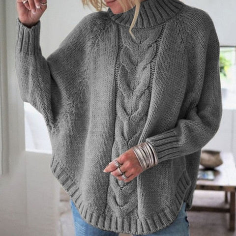 Loose Fit Plus Size Turtleneck Knit Sweater