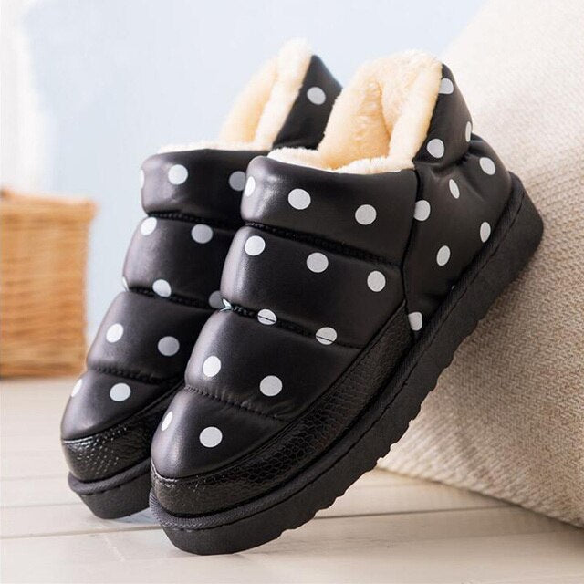 Stars Printed Flat Sole Plush Winter Snow Boots