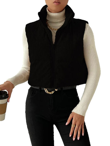 Corduroy Puffer Vest: Stylish Sleeveless Jacket for Fall/Winter