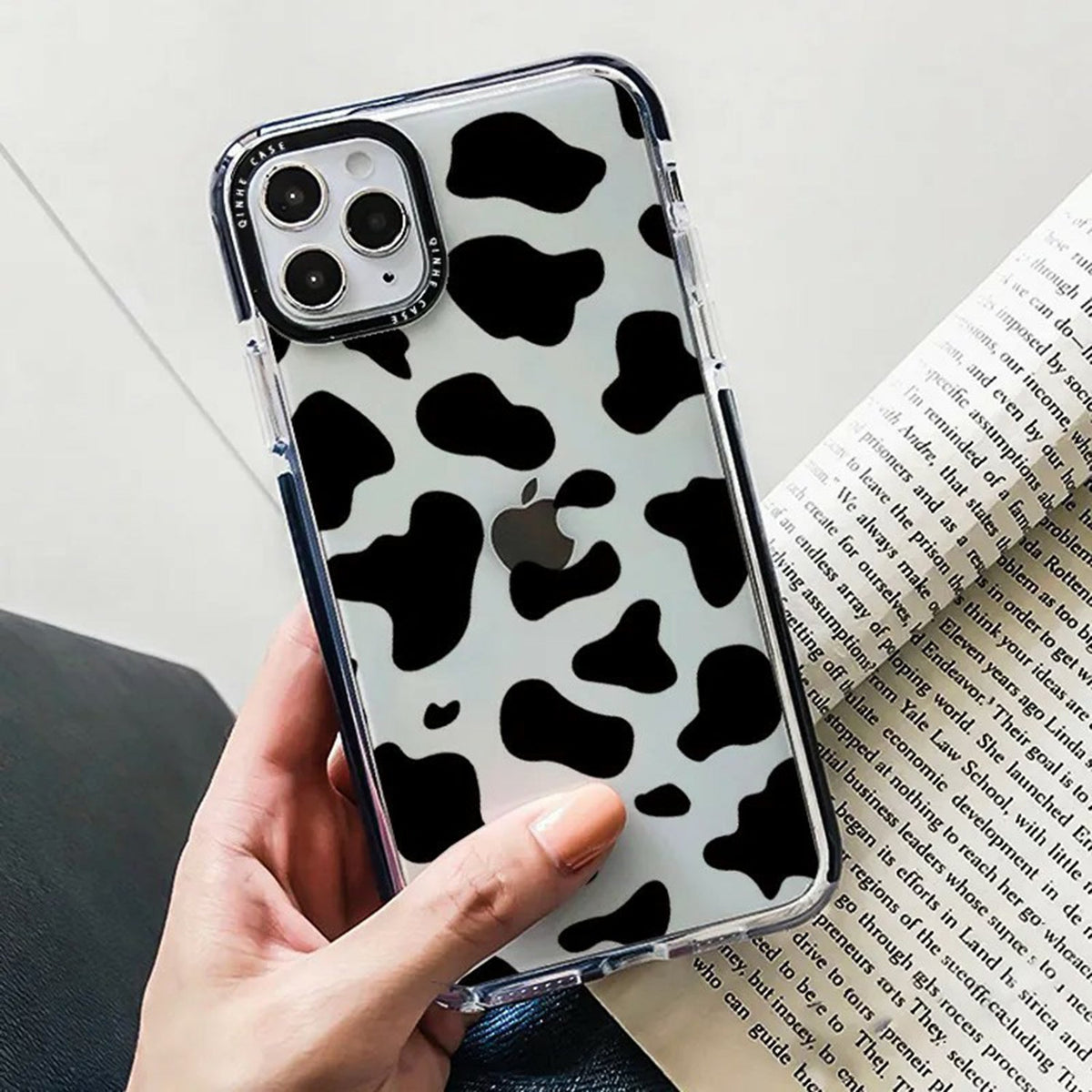 Transparent Two-Color Plain Painted Star Heart Apple Phone Case