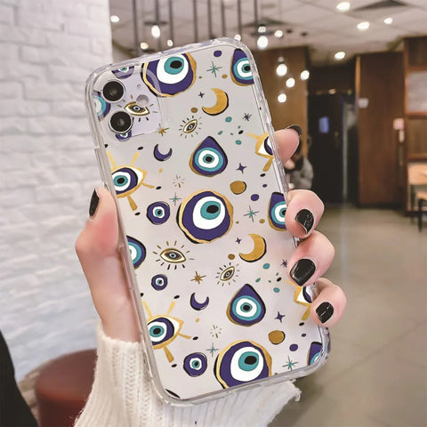 Cartoon Transparent Devil Eyes Geprägte Painted Apple Phone Soft Case Schutzhülle