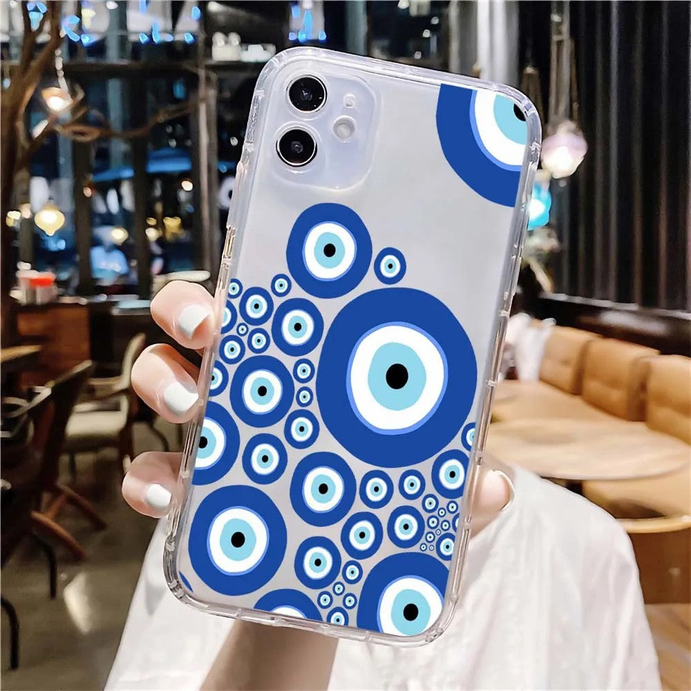 Cartoon Transparent Devil Eyes Embossed Painted Apple Phone Soft Case Protective Case