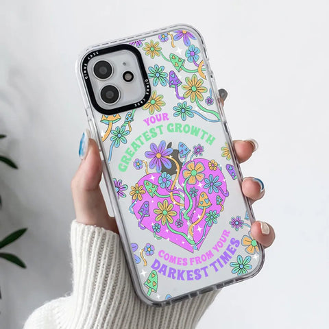 Transparent Two-Color Plain Painted Star Heart Apple Phone Case