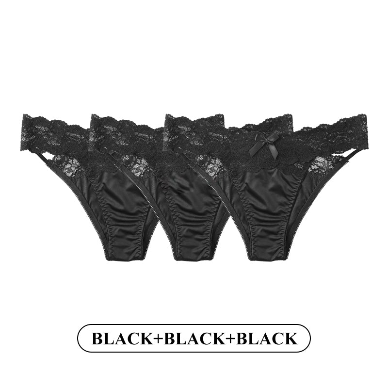 3 Teile/los Spitze Höschen Low-taille Unterwäsche Weibliche G String Tanga Dessous Versuchung Aushöhlen Dessous