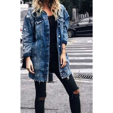 Casual Long Denim Jacket